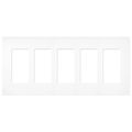 Product Image of Claro 5 Gang Wall Plate for Decorator/Rocker Switches, Satin (Brilliant White)