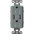 Product Image of Claro 15A USB Duplex Receptacle (Slate)