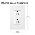 Product Image of Claro 20A Duplex Receptacle, Satin (Biscuit)