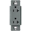 Product Image of Claro 20A Duplex Receptacle, Satin (Slate)