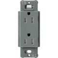Product Image of Claro 15A Tamper-Resistant Duplex Receptacle, Satin  (Slate)