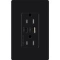 Product Image of Claro 15A USB Type A&C Duplex Receptacle, Gloss Finish (Black), CAR-15-ACTR-BL