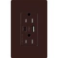 Product Image of Claro 15A USB Type A&C Duplex Receptacle, Gloss Finish (Brown), CAR-15-ACTR-BR