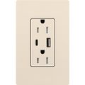 Product Image of Claro 15A USB Type A&C Duplex Receptacle, Gloss Finish (Light Almond), CAR-15-ACTR-LA