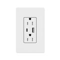 Product Image of Claro 15A USB Type A&C Duplex Receptacle, Gloss Finish(White), CAR-15-ACTR-WH