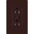 Product Image of Claro 15A USB Type C Duplex Receptacle, Gloss Finish (Brown), CAR-15-CCTR-BR