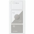 Product Image of Pico 3-Button with Raise/Lower Wireless Smart Remote for Sheer Control, Icon and Text Engraving, (Gloss White/Gray), PJ2-3BRL-GWG-S04