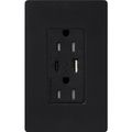 Product Image of Claro 15A USB Type A&C Duplex Receptacle, Satin Finish (Midnight), SCR-15-ACTR-MN