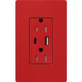 Product Image of Claro 15A USB Type A&C Duplex Receptacle, Satin Finish (Signal Red), SCR-15-ACTR-SR