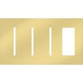 Product Image of New Architectural 4-Gang Wall Plate, Fits (3) Grafik T Controls, 1 Accessory, Metal Finish, Bright Brass