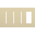 Product Image of New Architectural 4-Gang Wall Plate, Fits (3) Grafik T Controls, 1 Accessory, Matte Finish, Ivory