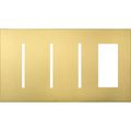 Product Image of New Architectural 4-Gang Wall Plate, Fits (3) Grafik T Controls, 1 Accessory, Metal Finish, Satin Brass