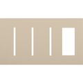 Product Image of New Architectural 4-Gang Wall Plate, Fits (3) Grafik T Controls, 1 Accessory, Matte Finish, Taupe
