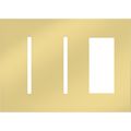 Product Image of New Architectural 3-Gang Wall Plate, Fits 2 Grafik T Controls, 1 Accessory, Metal Finish, Bright Brass