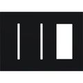 Product Image of New Architectural 3-Gang Wall Plate, Fits 2 Grafik T Controls and 1 Accessory, Matte Finish, Black