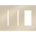 Product Image of New Architectural 3-Gang Wall Plate, Fits 2 Grafik T Controls, 1 Accessory, Metal Finish, Bright Nickel