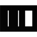 Product Image of Architectural 3-Gang Wall Plate, Fits 2 Grafik T Controls, 1 Accessory, Glass Finish, Clear Black Glass