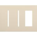 Product Image of New Architectural 3-Gang Wall Plate, Fits 2 Grafik T Controls, 1 Accessory, Matte Finish, Light Almond