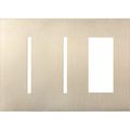 Product Image of New Architectural 3-Gang Wall Plate, Fits 2 Grafik T Controls, 1 Accessory, Metal Finish, Satin Nickel