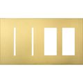 Product Image of New Architectural 4-Gang Wall Plate, Fits 2 Grafik T Controls, 2 Accessory, Metal Finish, Satin Brass