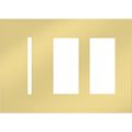 Product Image of New Architectural 3-Gang Wall Plate, Fits 1 Grafik T Control, 2 Accessory, Metal Finish, Bright Brass
