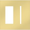 Product Image of New Architectural 2-Gang Wall Plate, Fits 1 Accessory, 1 Grafik T Control, Metal Finish, Bright Brass