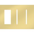 Product Image of New Architectural 3-Gang Wall Plate, Fits 1 Accessory, 2 Grafik T Controls, Metal Finish, Bright Brass