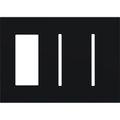 Product Image of New Architectural 3-Gang Wall Plate, Fits 1 Accessory and 2 Grafik T Controls, Matte Finish, Black