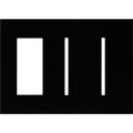 Product Image of Architectural 3-Gang Wall Plate, Fits 1 Accessory, 2 Grafik T Controls, Glass Finish, Clear Black Glass