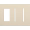 Product Image of New Architectural 3-Gang Wall Plate, Fits 1 Accessory, 2 Grafik T Controls, Matte Finish, Light Almond