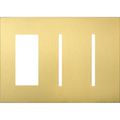 Product Image of New Architectural 3-Gang Wall Plate, Fits 1 Accessory, 2 Grafik T Controls, Metal Finish, Satin Brass