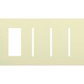 Product Image of New Architectural 4-Gang Wall Plate, Fits 1 Accessory, (3) Grafik T Controls, Matte Finish, Almond