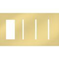 Product Image of New Architectural 4-Gang Wall Plate, Fits 1 Accessory, (3) Grafik T Controls, Metal Finish, Bright Brass