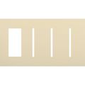 Product Image of New Architectural 4-Gang Wall Plate, Fits 1 Accessory, (3) Grafik T Controls, Matte Finish, Beige