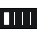 Product Image of New Architectural 4-Gang Wall Plate, Fits 1 Accessory, (3) Grafik T Controls, Matte Finish, Black
