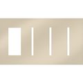 Product Image of Architectural 4-Gang Wall Plate, Fits 1 Accessory, (3) Grafik T Controls, Metal Finish, Bright Nickel