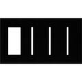 Product Image of Architectural 4-Gang Wall Plate, Fits 1 Accessory, (3) Grafik T Controls, Glass Finish, Clear Black Glass