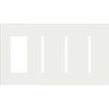 Product Image of Architectural 4-Gang Wall Plate, Fits 1 Accessory, (3) Grafik T Controls, Glass Finish, Clear White Glass
