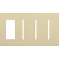 Product Image of New Architectural 4-Gang Wall Plate, Fits 1 Accessory, (3) Grafik T Controls, Matte Finish, Ivory