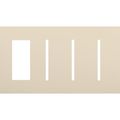 Product Image of Architectural 4-Gang Wall Plate, Fits 1 Accessory, (3) Grafik T Controls, Matte Finish, Light Almond