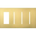 Product Image of New Architectural 4-Gang Wall Plate, Fits 1 Accessory, (3) Grafik T Controls, Metal Finish, Satin Brass