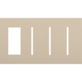 Product Image of New Architectural 4-Gang Wall Plate, Fits 1 Accessory, (3) Grafik T Controls, Matte Finish, Taupe