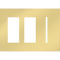Product Image of New Architectural 3-Gang Wall Plate, Fits 2 Accessories, 1 Grafik T Control, Metal Finish, Bright Brass