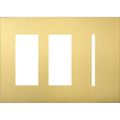 Product Image of New Architectural 3-Gang Wall Plate, Fits 2 Accessory, 1 Grafik T Control, Metal Finish, Satin Brass