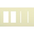 Product Image of New Architectural 4-Gang Wall Plate, Fits 2 Accessories, 2 Grafik T Controls, Matte Finish, Almond