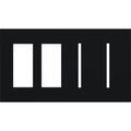 Product Image of New Architectural 4-Gang Wall Plate, Fits 2 Accessories, 2 Grafik T Controls, Matte Finish, Black