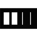 Product Image of Architectural 4-Gang Wall Plate, Fits 2 Accessories, 2 Grafik T Controls, Glass Finish, Clear Black Glass