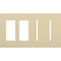 Product Image of New Architectural 4-Gang Wall Plate, Fits 2 Accessories, 2 Grafik T Controls, Matte Finish, Ivory