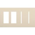 Product Image of Architectural 4-Gang Wall Plate, Fits 2 Accessories, 2 Grafik T Controls, Matte Finish, Light Almond