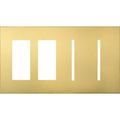 Product Image of New Architectural 4-Gang Wall Plate, Fits 2 Accessories, 2 Grafik T Controls, Metal Finish, Satin Brass